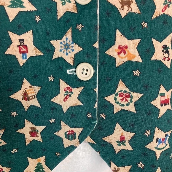 VINTAGE Handmade Holiday Stars Christmas Folk Art Button Up Vest Farmhouse Large - Picture 5 of 12